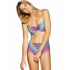 KikiRio 32B/34A Joce Underwire Bandeau Strapless Swim Top Rainbow Prism Print XS